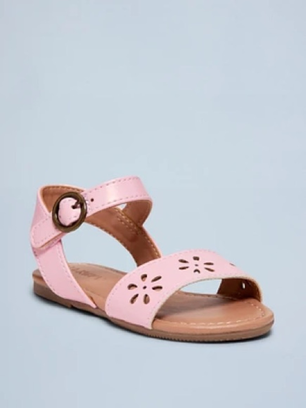 Old Navy Light Pink Faux-Leather Perforated Sandals for Toddler Girls - Picture 1 of 5